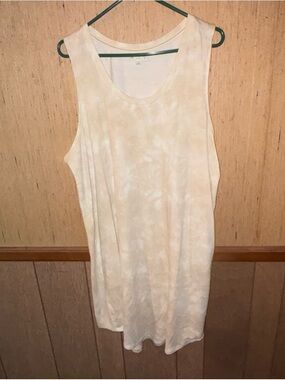 Light Beige Tie-Dye Sleeveless Tank Dress